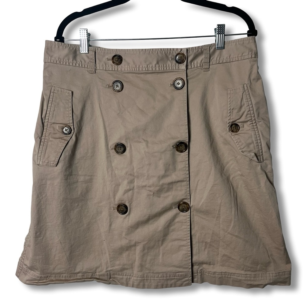 Lauren Ralph Lauren Khaki Mini Skirt Double‎ Button Front Cargo Pockets Sz 14